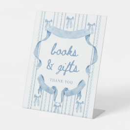 Expositor En L Blue Bow Boy Baby Shower Books and Gifts Rótulo