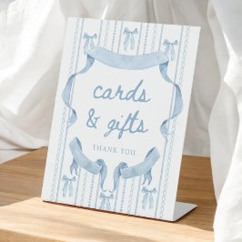 Expositor En L Blue Bow Boy Baby Shower Cards and Gifts Rótulo