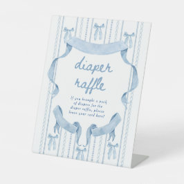 Expositor En L Blue Bow Boy Baby Shower Diaper Raffle Rótulo