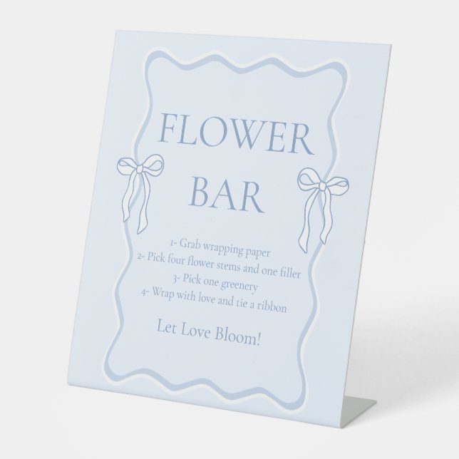 Expositor En L Blue Bow Bridal Shower Flower Bar (Anverso)