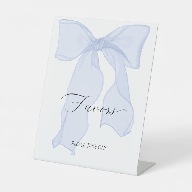 Expositor En L Blue Bow Coquette Birthday Party Favor (Anverso)