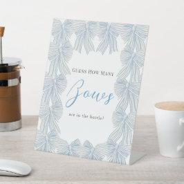 Expositor En L Blue Bow/Ribbon Baby Shower Cuántos Bows