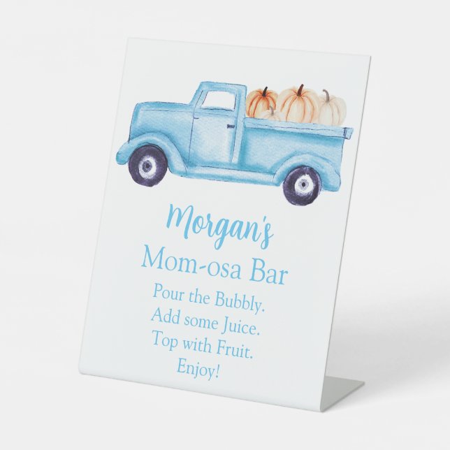 Expositor En L Blue Boy Pumpkin Baby Shower Mom-osa Bar (Anverso)