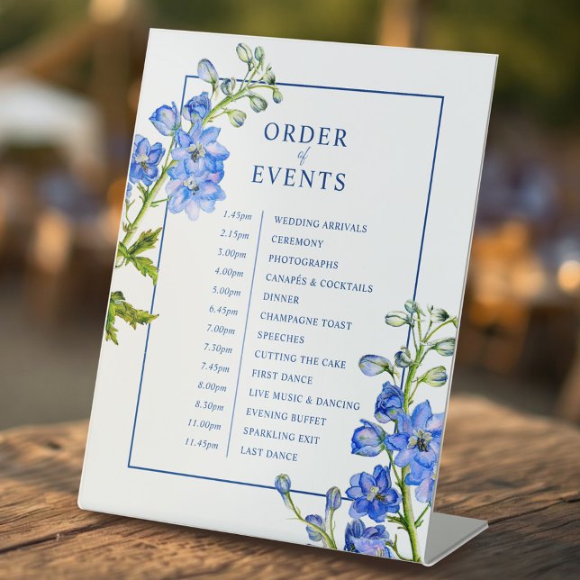 Expositor En L Blue delphinium botanical wedding order of event (Subido por el creador)