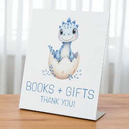 Expositor En L Blue Dinosaur Books and Gifts Baby Shower Sign