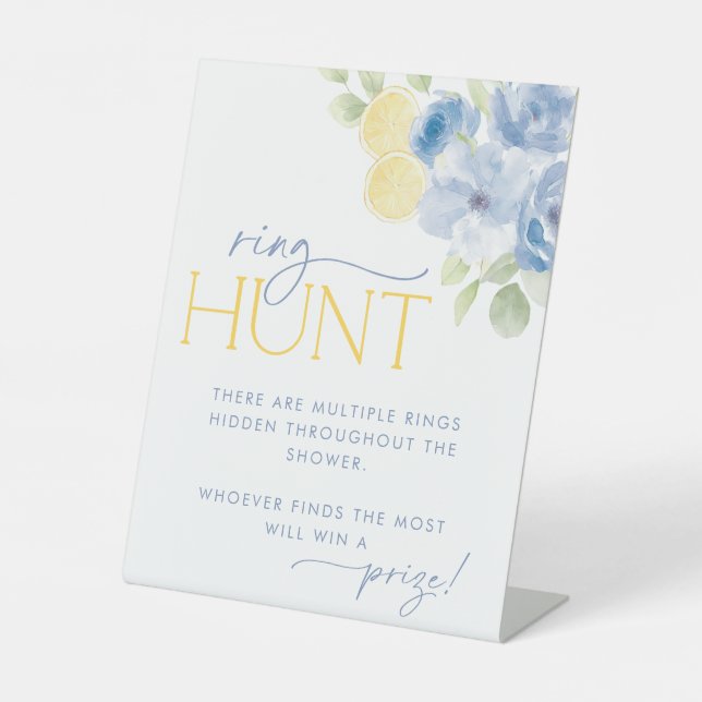 Expositor En L Blue Floral Main Squeeze Bridal Shower Ring Hunt (Anverso)