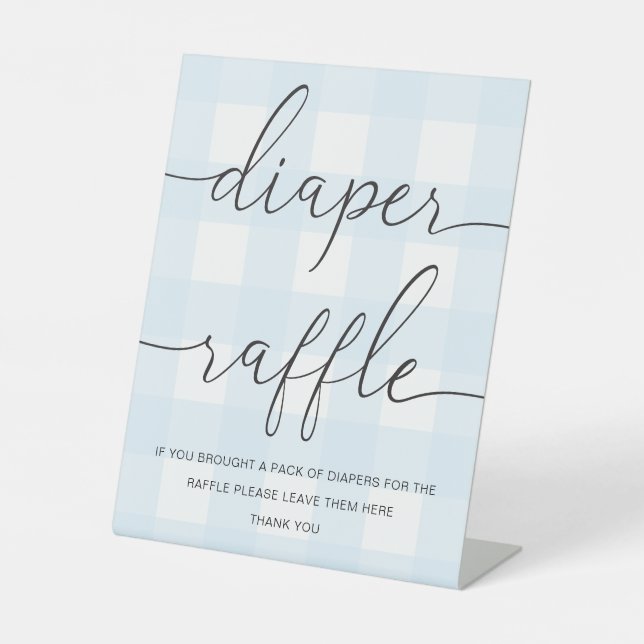 Expositor En L Blue Gingham Diaper Raffle (Anverso)