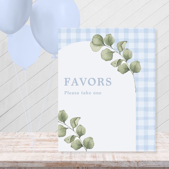 Expositor En L Blue Greenery Boy Baby Shower Party Favores (Subido por el creador)