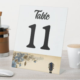 Expositor En L Blue Guitar Music Notes Flowers