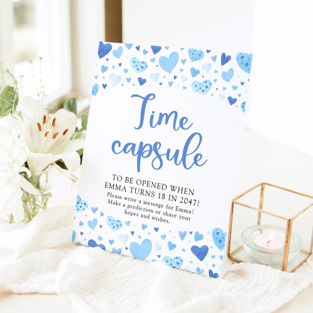 Expositor En L Blue Hearts Valentine Time Capsule Baby Shower (Subido por el creador)