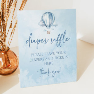 Expositor En L Blue Hot Air Balloon Baby Shower Diaper Raffle