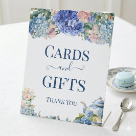 Expositor En L Blue Hydrangea Bridal Shower Tea Cards & Gifts 