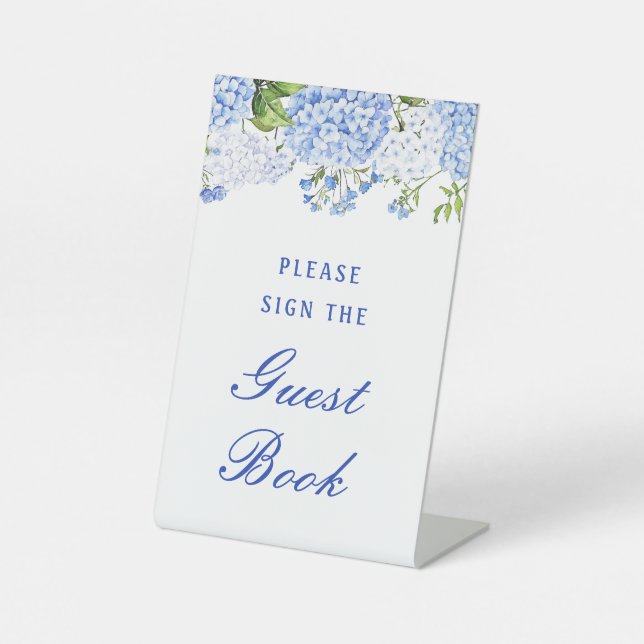 Expositor En L Blue Hydrangea Guest Book (Anverso)
