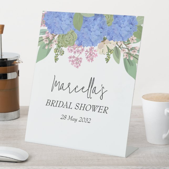 Expositor En L Blue Hydrangea Moderno Floral Bridal Shower Napkin (In Situ)