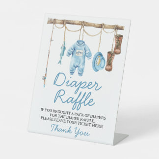 Expositor En L Blue Little Fisherman Diaper Raffle Sign