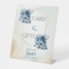 Expositor En L Blue Modern Floral Watercolor Baby Shower