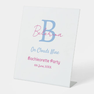 Expositor En L blue pink on clouds nine monogram bachelorette par