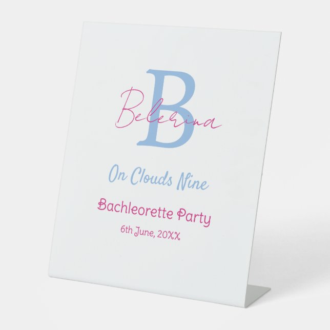 Expositor En L blue pink on clouds nine monogram bachelorette par (Anverso)