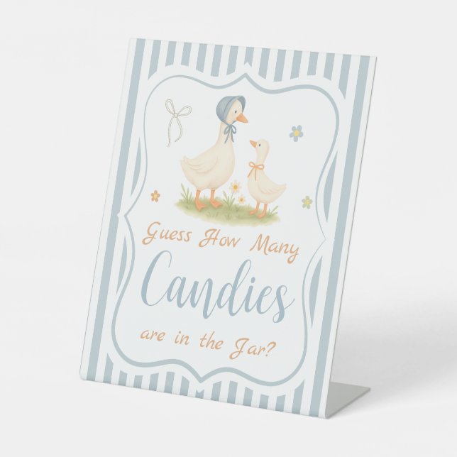 Expositor En L Blue Silly Goose Baby Shower adivina cuántos (Anverso)