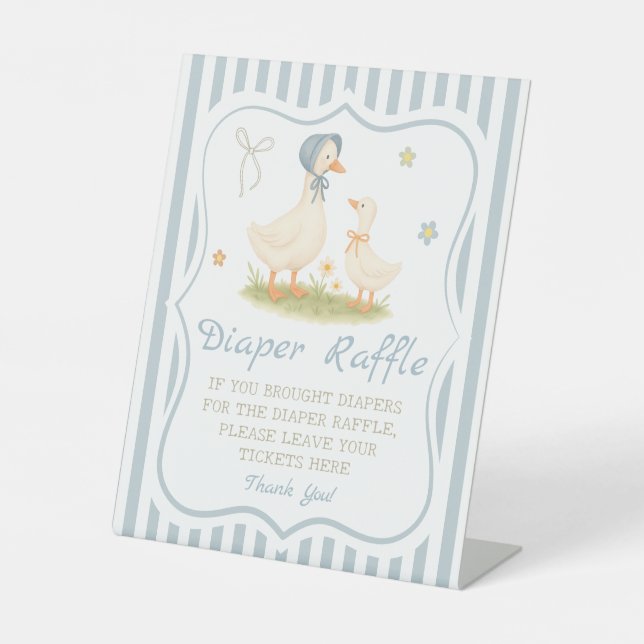 Expositor En L Blue Silly Goose Baby Shower Diaper Raffle (Anverso)