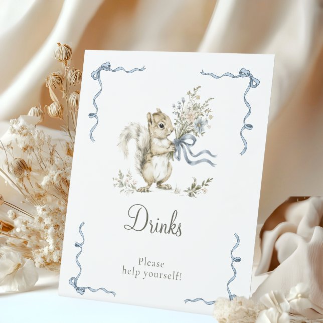 Expositor En L Blue Squirrel Baby Shower Drinks Sign Boy Woodland (Subido por el creador)