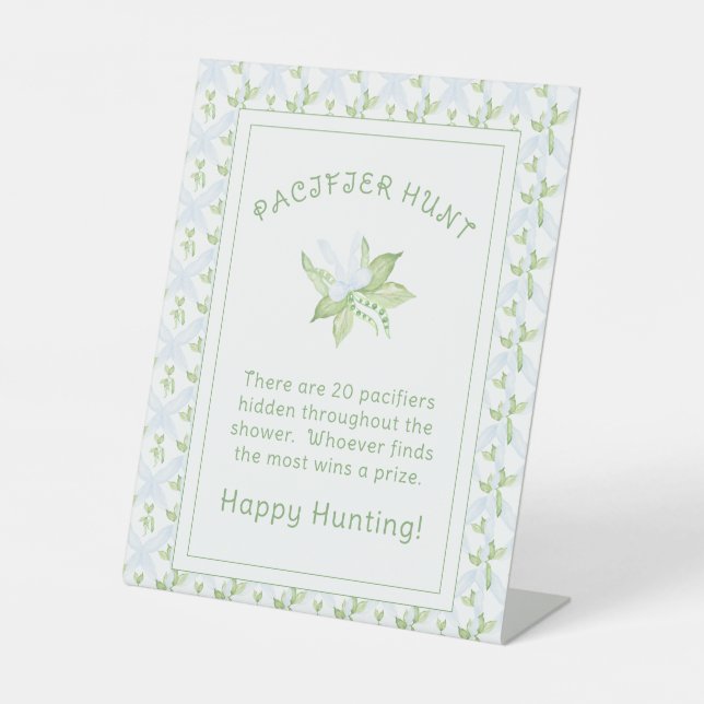 Expositor En L Blue Sweet Pea Boy Pacifier Hunt Baby Shower (Anverso)