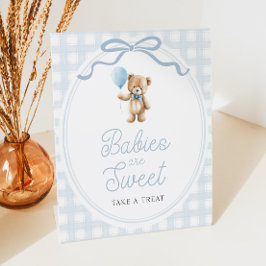 Expositor En L Blue Teddy Bear Baby Shower Sweets Table