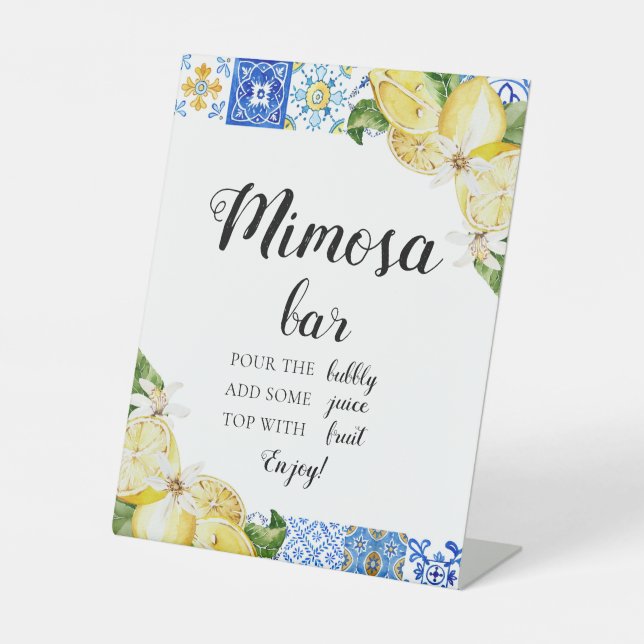 Expositor En L Blue Tile Lemon Rótulo italiano Positano Mimosa Ba (Anverso)