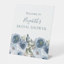 Expositor En L Blue White Floral Watercolor Bridal Shower