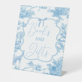 Expositor En L Blue White Toile de Jouy Bear Books y Regalos