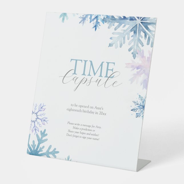 Expositor En L Blue Winter Wonderland Time Capsule Sign (Anverso)