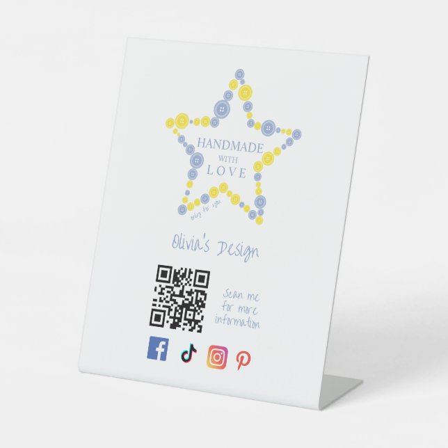 Expositor En L Blue & Yellow Original Buttons Star Handmade Love  (Anverso)