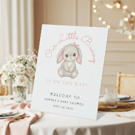 Expositor En L Blush Pink Bunny Girl Baby Shower Welcome 