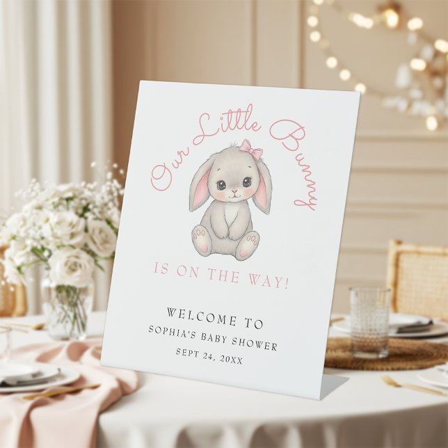 Expositor En L Blush Pink Bunny Girl Baby Shower Welcome  (Subido por el creador)
