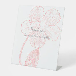Expositor En L Blush Pink Floral Line Art Wedding Thank You 
