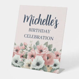 Expositor En L Blush Pink Ivory Sage Floral Birthday Welcome