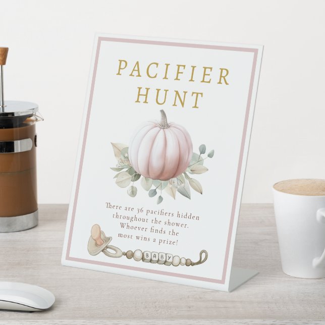 Expositor En L Blush Pink Pumpkin Pacifier Hunt Baby Shower (In Situ)