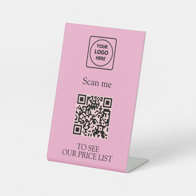 Expositor En L Blush Pink QR Code Business Display Menu and Price (Anverso)