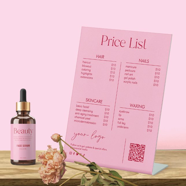 Expositor En L Blush Pink Salon Beauty Price List (Subido por el creador)