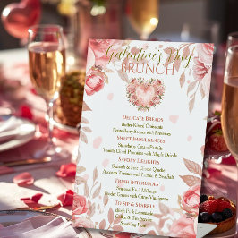 Expositor En L Blush Rococo Floral Heart Galentine Brunch Menu