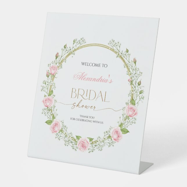 Expositor En L Blushing Romance: Pink Roses & Baby’s Breathe (Anverso)