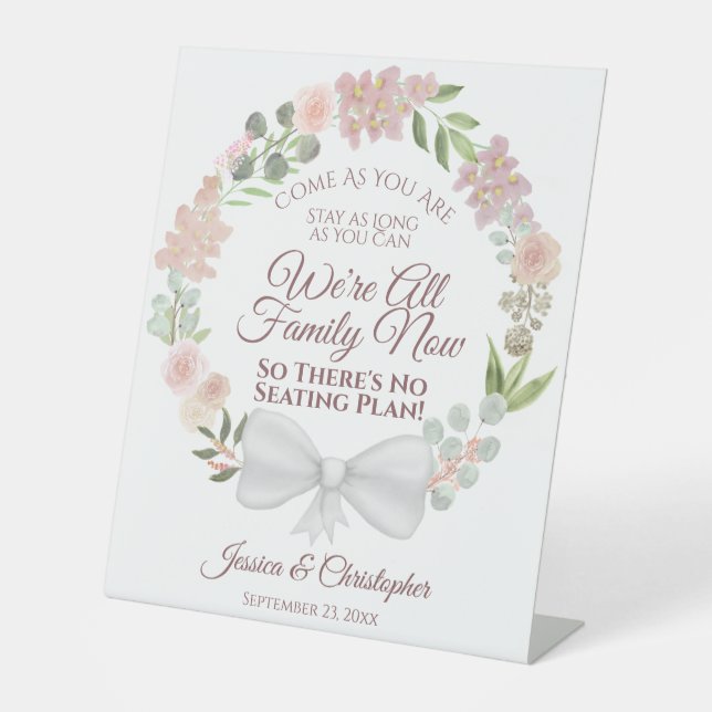 Expositor En L Boda Abierto de Floral Rustic Pink Watercolour (Anverso)