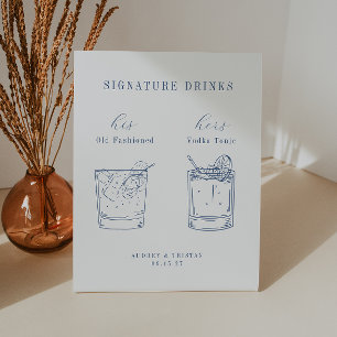 Expositor En L BODA azul costero CAPE COD Bebidas con firma