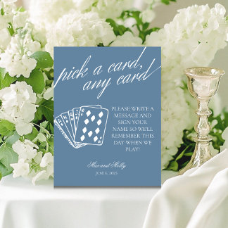 Expositor En L Boda azul moderno jugando cartas Rótulo peatonal