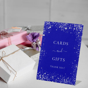 Expositor En L Boda azul real destellos de plata tarjetas regalos