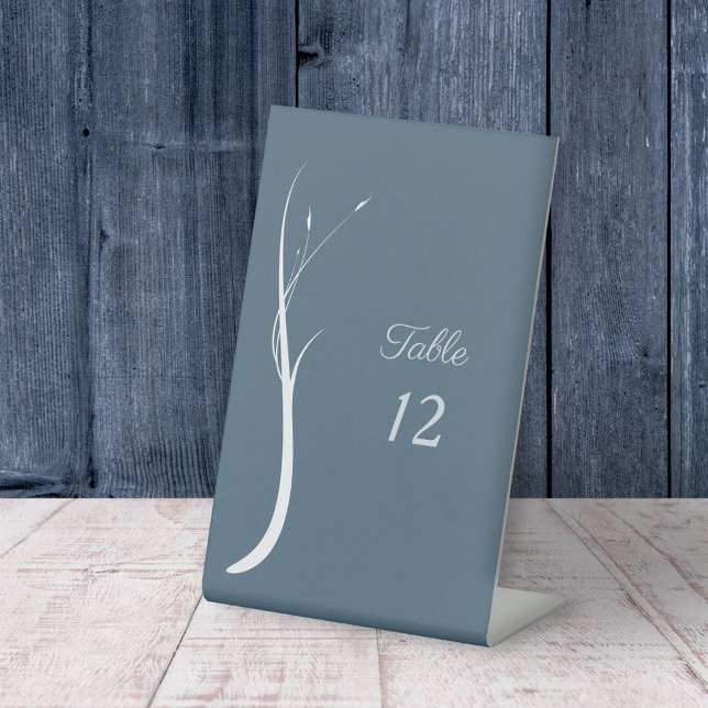 Expositor En L Boda azul turbio números de tabla Rótulo peatonal (Dusty Blue Wedding Table Numbers Pedestal Sign)