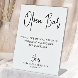 Expositor En L Boda Bar abierto caligrafía moderna personalizada