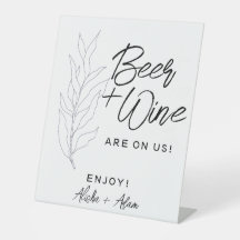 Boda Beer & Wine Bar Tabletop Rótulo hojas