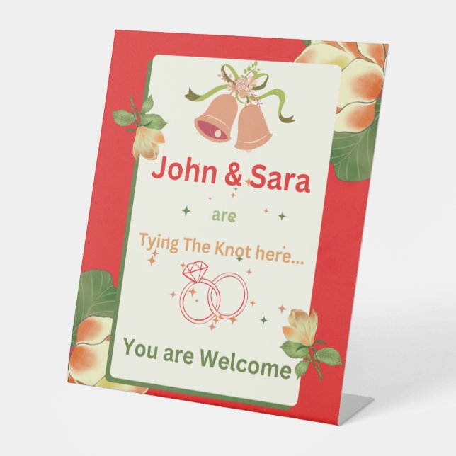 Expositor En L Boda Bienvenida Rótulo Pedestal (Anverso)