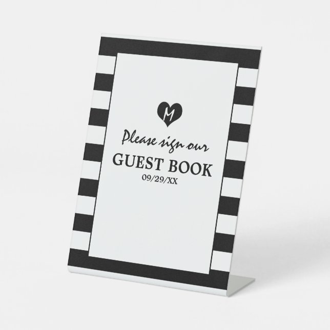 Expositor En L Boda blanco y negro de Moda moderna (Anverso)